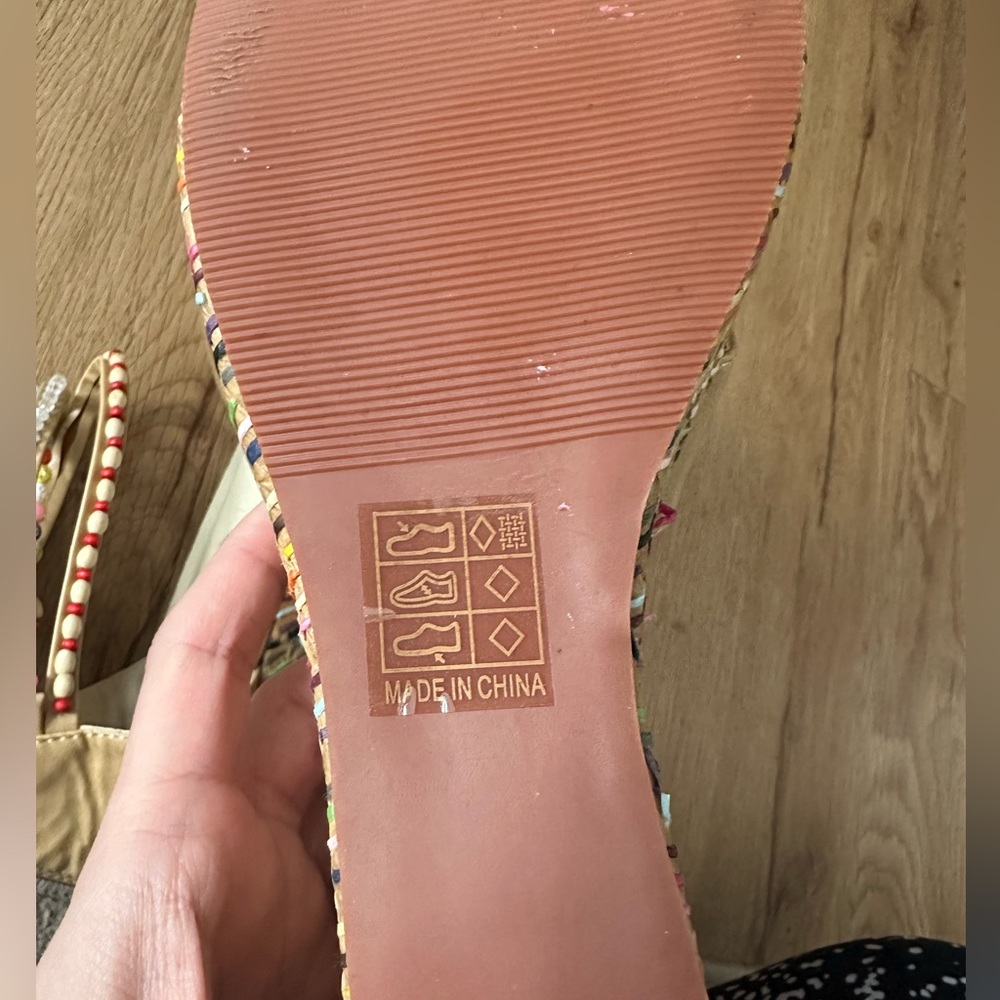 Cute wedge beaded colorful threaded pattern shoes - Picture 12 of 16